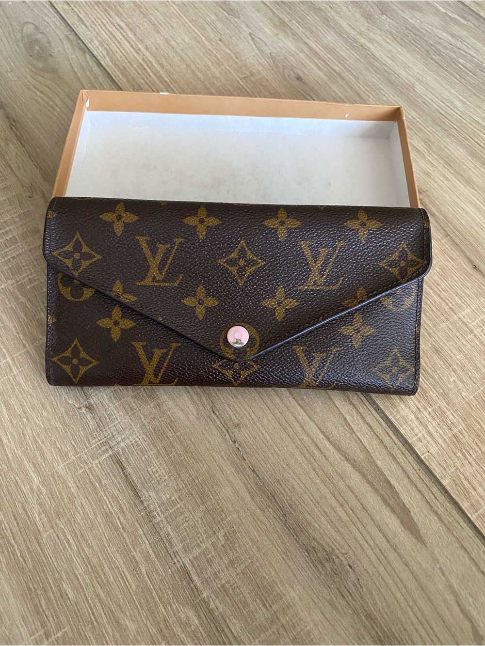 Louis Vuitton Monogram Canvas Envelope Wallet in Brown and Gold
